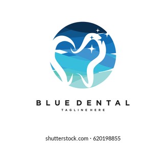 Blue Dental Logo Template Design