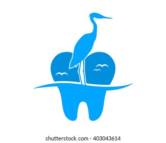 blue dental tooth stork heron crane egret heron bird silhouette image icon