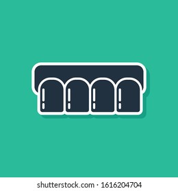 Blue Dentures model icon isolated on green background. Teeth of the upper jaw. Dental concept.  Vector Illustration