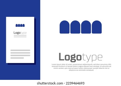 Blue Dentures model icon isolated on white background. Teeth of the upper jaw. Dental concept. Logo design template element. Vector