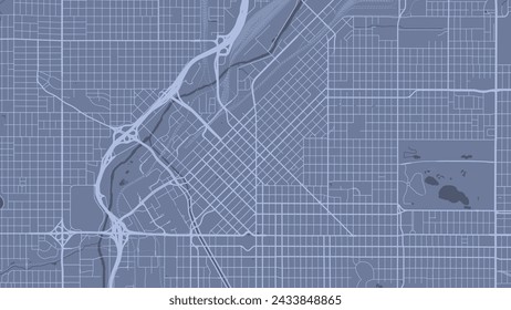 Blue Denver map, United States, detailed municipality map, skyline panorama. Decorative graphic tourist map of Denver territory. Royalty free vector illustration.