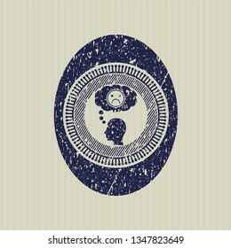 Blue depression icon inside distress rubber texture