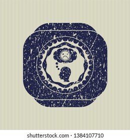 Blue depression icon inside grunge style stamp