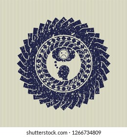 Blue depression icon inside rubber grunge texture stamp