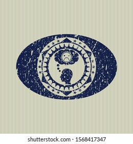 Blue depression icon inside rubber grunge seal