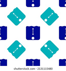 Blue Depth Measurement Icon Isolated Seamless Pattern On White Background. Water Depth.  Vector