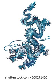 Blue Descending Oriental Dragon On White Stock Vector (royalty Free 