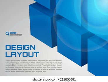 Blue design. Cubes as abstract layout. Vector background.