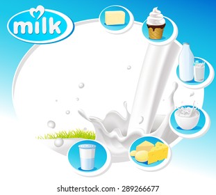 blue design with dairy products - vector illustration