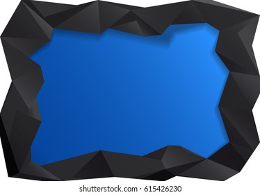 Blue design frame. black abstract background