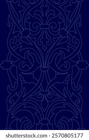 Blue design with intricate patterns and details. The blue color scheme creates a sense of elegance and sophistication, while the intricate patterns add depth