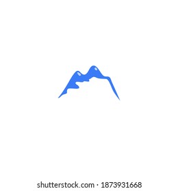 BLUE DESIGN MOUNTAINS, ISOLATED ON WHITE. Creative Design artwork, sign, symbol, logo