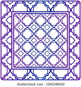 Blue Design Of A Scarf With A Geometric Pattern . For Scarf Print, Fabric, Covers, Scrapbooking, Bandana, Pareo, Shawl. Vector Illustration