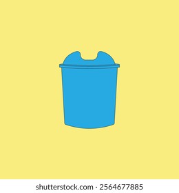 Blue desk garbage bin vector illustration on yellow background