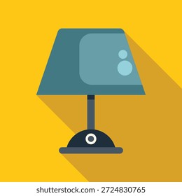 Blue desk lamp casting a long shadow on a yellow background, perfect for design projects related to home decor, lighting, and interior design