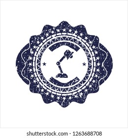 Blue desk lamp icon inside grunge style stamp