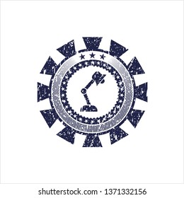 Blue desk lamp icon inside grunge stamp