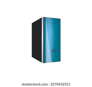 Blue desktop computer. vector illustration