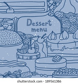 Blue dessert menu.