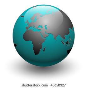 Planeta terrestre azul detallado, ilustración vectorial