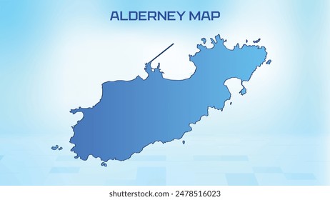 Blue detailed map of Alderney with States administrative divisions. Political Alderney map vector illustration.