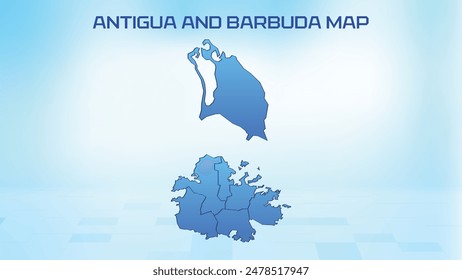 Blue detailed map of Antigua and Barbuda with States administrative divisions. Political Antigua and Barbuda map vector illustration.