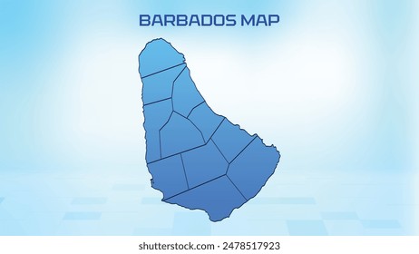Blue detailed map of Barbados with States administrative divisions. Political Barbados map vector illustration.