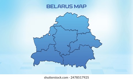 Blue detailed map of Belarus with States administrative divisions. Political Belarus map vector illustration.