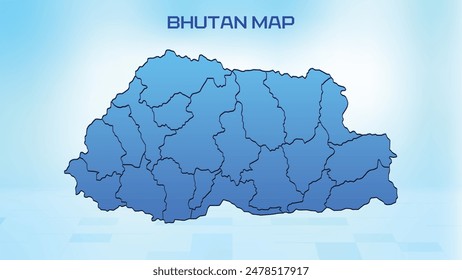 Blue detailed map of Bhutan with States administrative divisions. Political Bhutan map vector illustration.