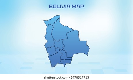 Blue detailed map of Bolivia with States administrative divisions. Political Bolivia map vector illustration.
