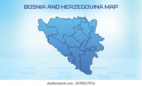Blue detailed map of Bosnia and Herzegovina with States administrative divisions. Political Bosnia and Herzegovina map vector illustration.