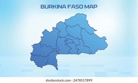 Blue detailed map of Burkina Faso with States administrative divisions. Political Burkina Faso map vector illustration.