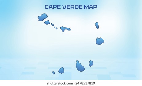 Blue detailed map of Cape Verde with States administrative divisions. Political Cape Verde map vector illustration.