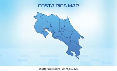 Blue detailed map of Costa Rica with States administrative divisions. Political Costa Rica map vector illustration.