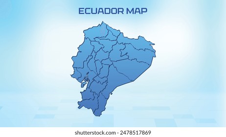 Blue detailed map of Ecuador with States administrative divisions. Political Ecuador map vector illustration.