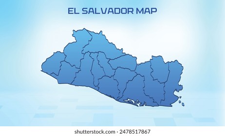 Blue detailed map of El Salvador with States administrative divisions. Political El Salvador map vector illustration.