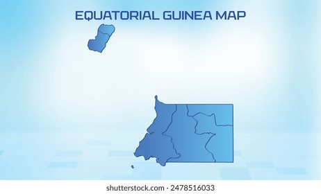Mapa azul detallado de Guinea Ecuatorial con divisiones administrativas de los Estados. Mapa político de Guinea Ecuatorial Ilustración vectorial.