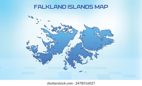 Blue detailed map of Falkland Islands with States administrative divisions. Political Falkland Islands map vector illustration.