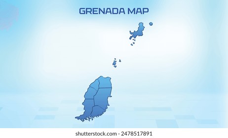 Blue detailed map of Grenada with States administrative divisions. Political Grenada map vector illustration.