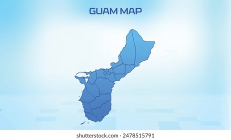 Blue detailed map of Guam with States administrative divisions. Political Guam map vector illustration.