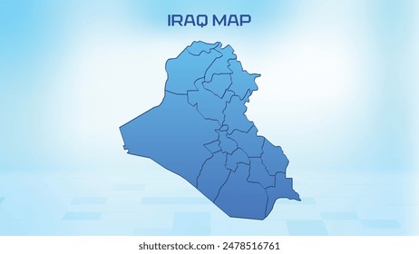 Blue detailed map of Iraq with States administrative divisions. Political Iraq map vector illustration.