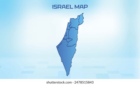 Blue detailed map of Israel with States administrative divisions. Political Israel map vector illustration.