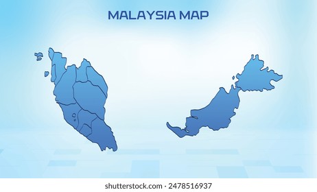 Blue detailed map of Malaysia with States administrative divisions. Political Malaysia map vector illustration.