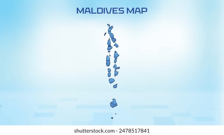 Blue detailed map of Maldives with States administrative divisions. Political Maldives map vector illustration.