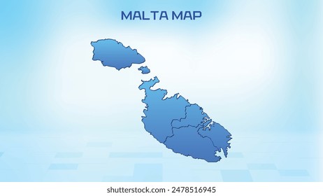 Blue detailed map of Malta with States administrative divisions. Political Malta map vector illustration.