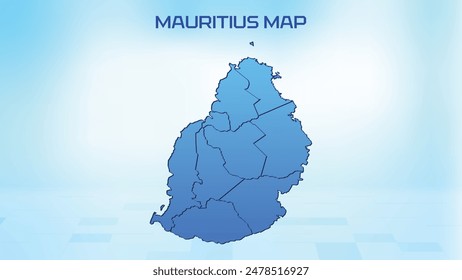 Blue detailed map of Mauritius with States administrative divisions. Political Mauritius map vector illustration.