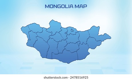 Blue detailed map of Mongolia with States administrative divisions. Political Mongolia map vector illustration.