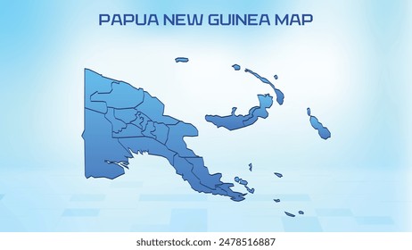 Blue detailed map of Papua New Guinea with States administrative divisions. Political Papua New Guinea map vector illustration.