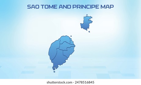 Blue detailed map of Sao Tome and Principe with States administrative divisions. Political Sao Tome and Principe map vector illustration.