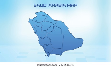 Blue detailed map of Saudi Arabia with States administrative divisions. Political Saudi Arabia map vector illustration.